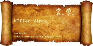 Küffer Vince névjegykártya